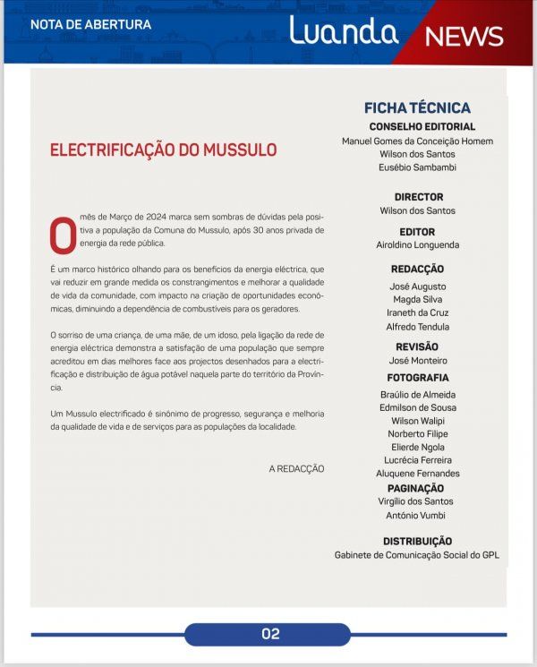 TERCEIRA EDIÇÃO DE 2024 DA NEWSLETTER ”LUANDA NEWS” 24
