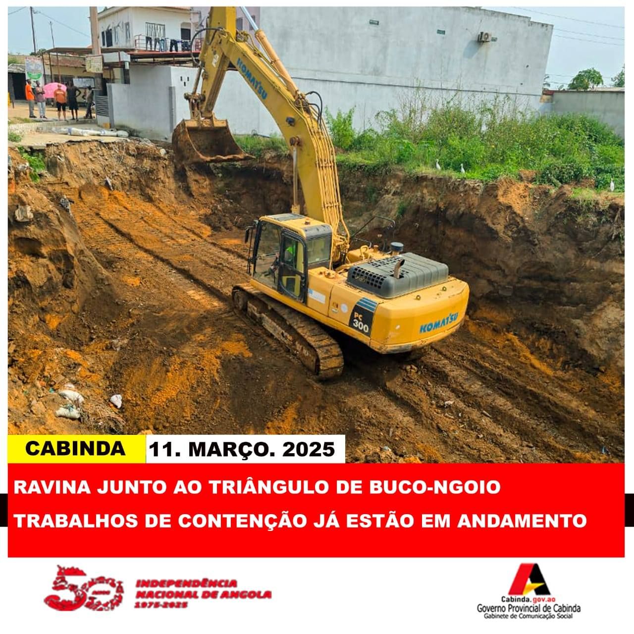 TRIANGULO DE BUCO-NGOIO: INÍCIO DOS TRABALHOS DE CONTENÇÃO DA RAVINA QUE AMEAÇA INFRAESTRUTURAS NO TRIÂNGULO DE BUCO-NGOIO