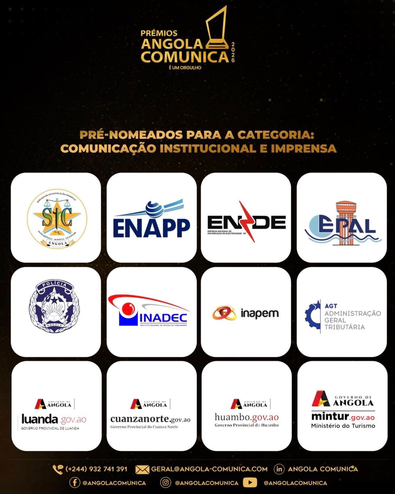 GOVERNO DO HUAMBO NOMEADO PARA OS PRÉMIOS ANGOLA COMUNICA NA CATEGORIA DE COMUNICAÇÃO INSTITUCIONAL E IMPRENSA